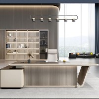 源美轻奢老板桌董事长简约现代办公家具办公桌异形创意总经理班台